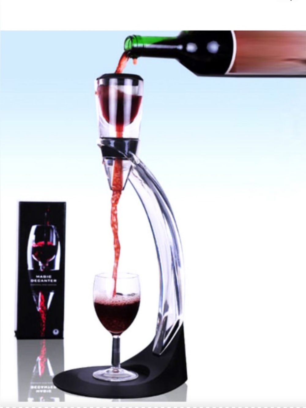 Aikaro Magic Decanter Deluxe Aerator Set - Black.  NEW IN BOX